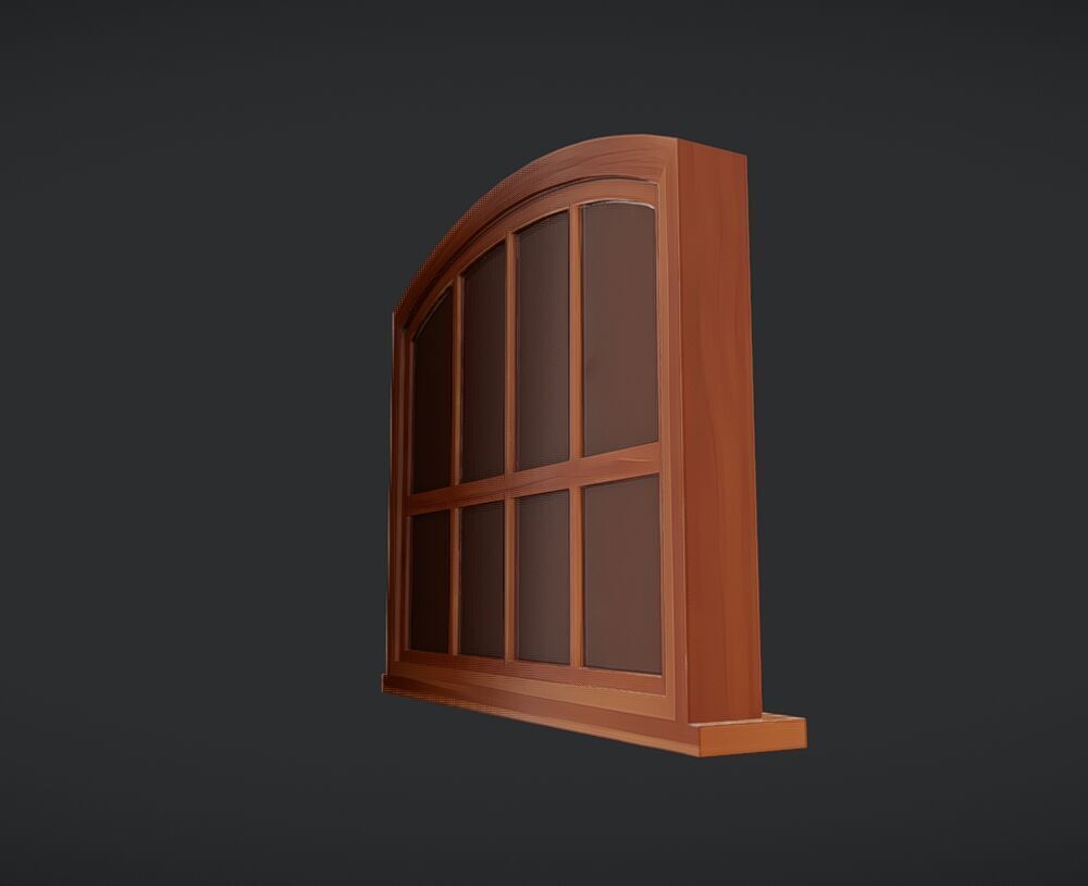 arched wooden window frame 3D model | CGTrader
