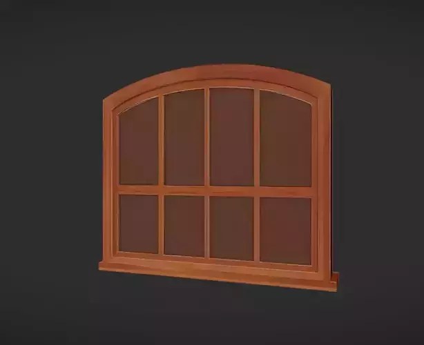 arched wooden window frame 3D model