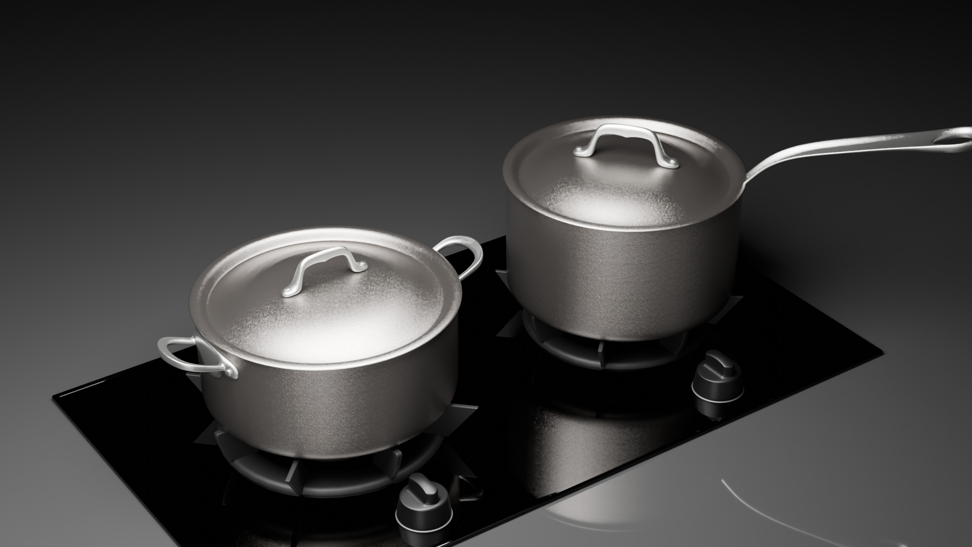 Realistic Stainless Steel Cookware Set - 3D Model 3D model_1