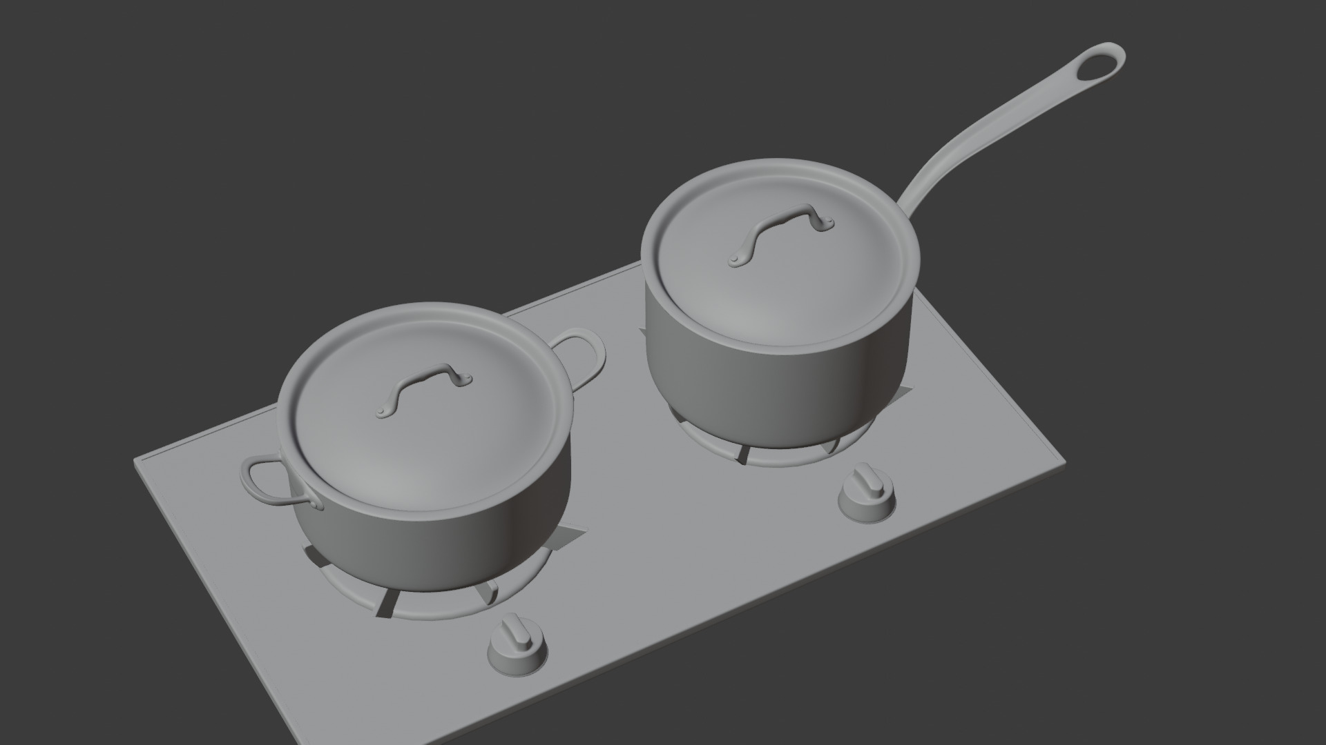 Realistic Stainless Steel Cookware Set - 3D Model 3D model_4