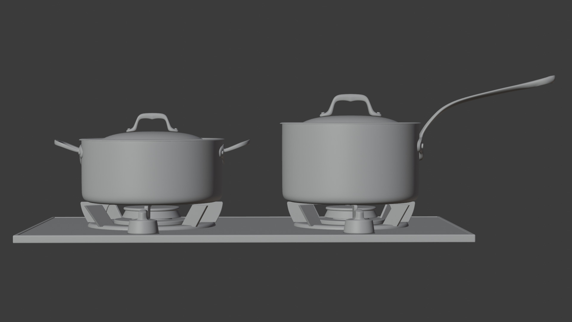 Realistic Stainless Steel Cookware Set - 3D Model 3D model_2