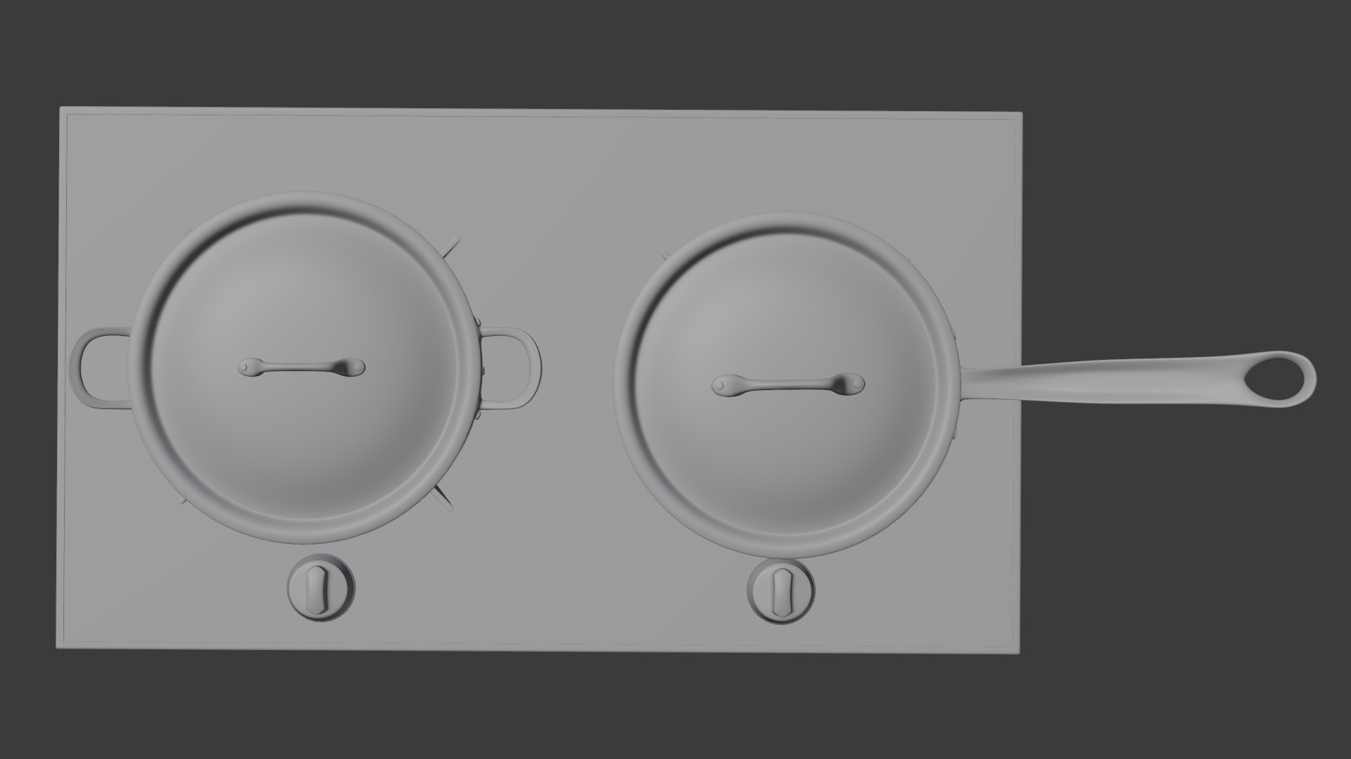 Realistic Stainless Steel Cookware Set - 3D Model 3D model_3