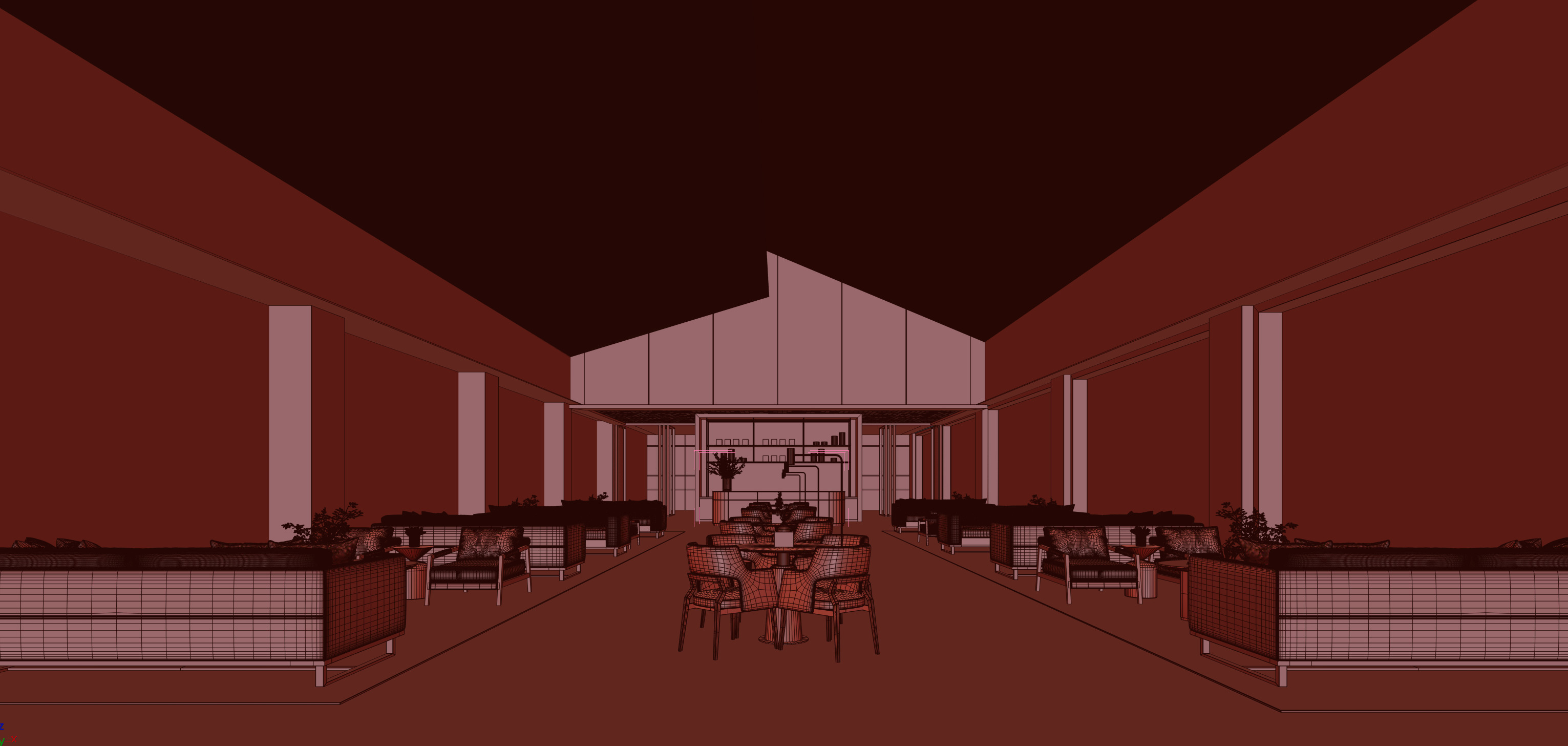 restaurant cafe interior 3D model_1