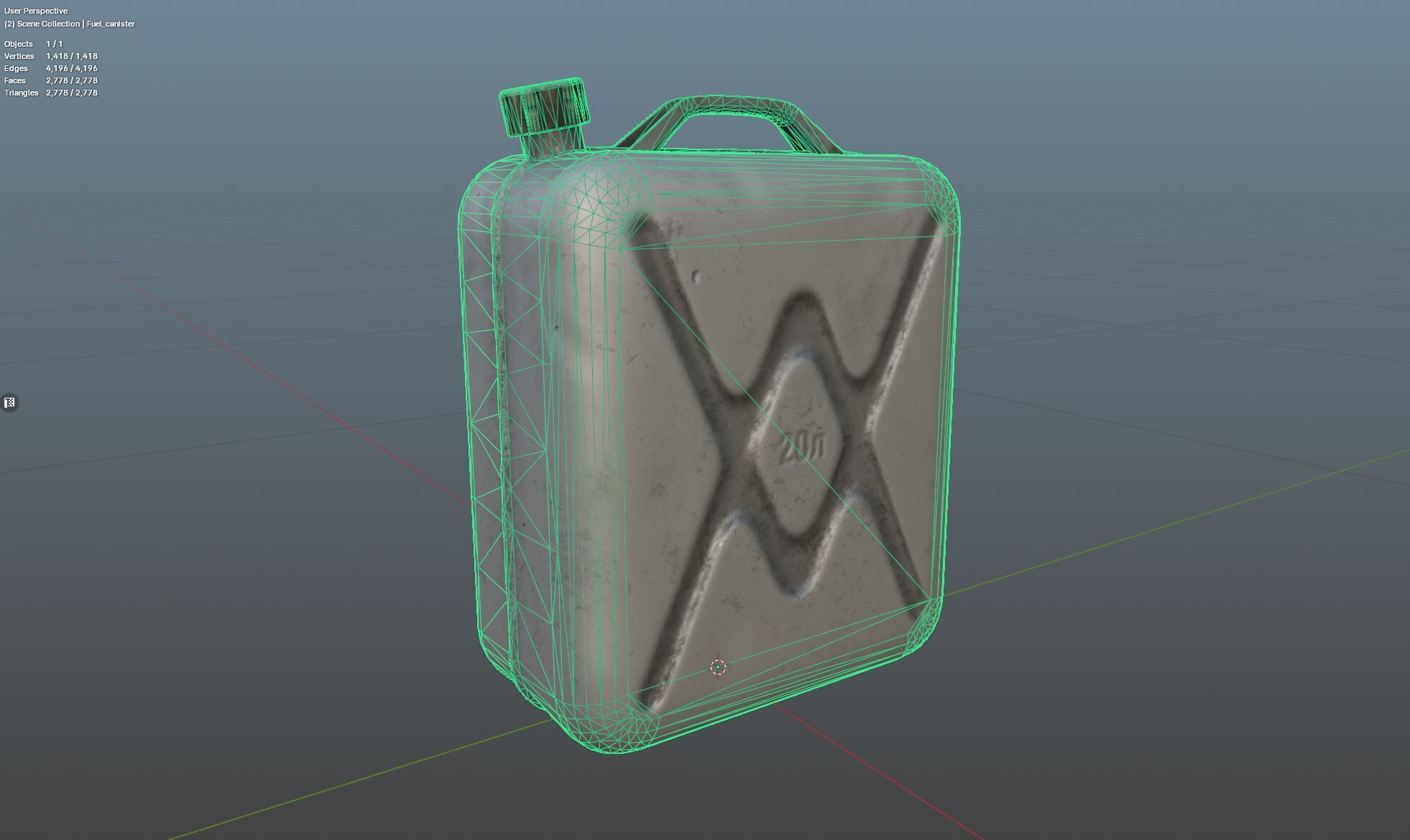 Old aluminum jerrycan Low-poly 3D model_16