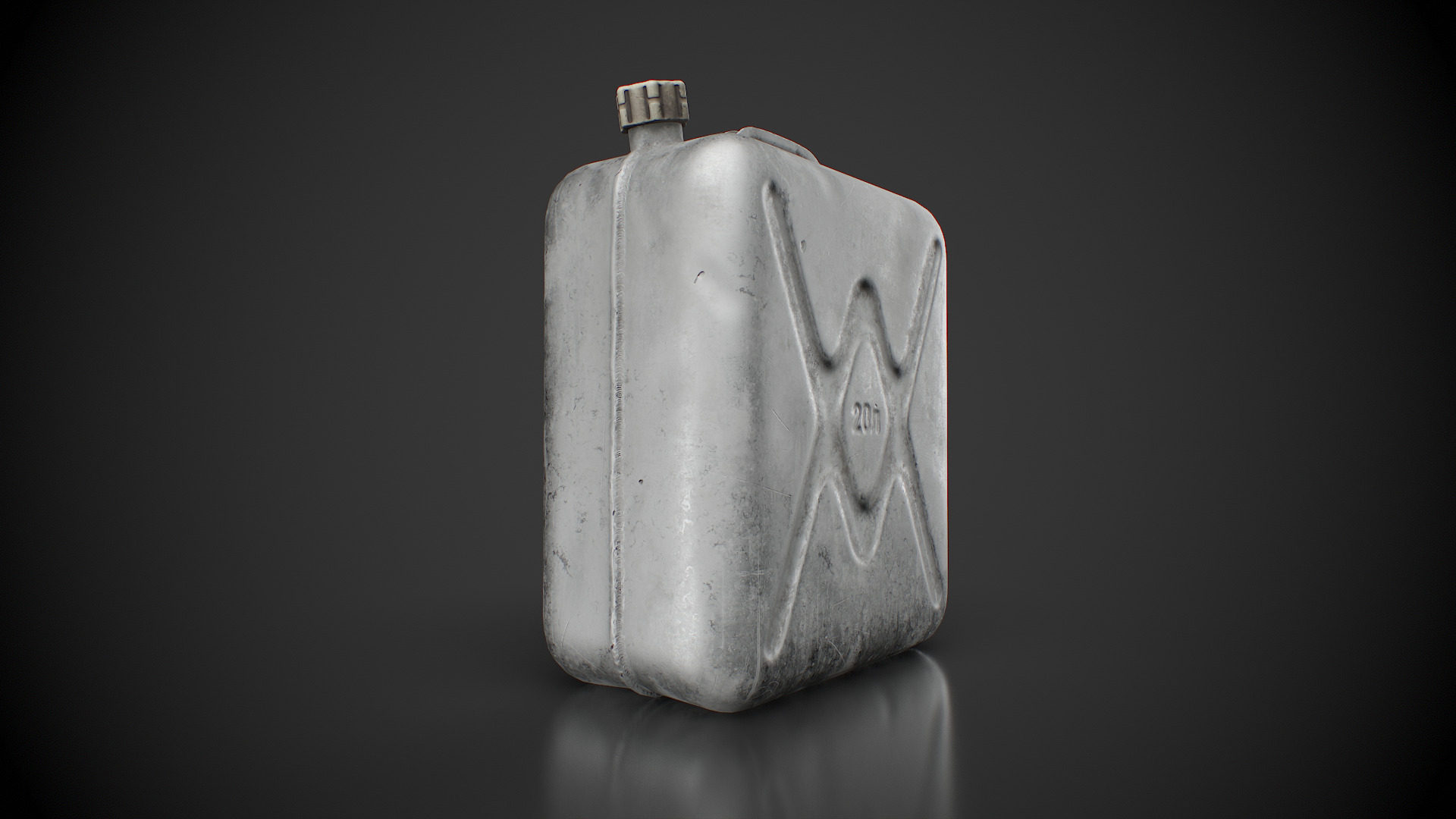 Old aluminum jerrycan Low-poly 3D model_11