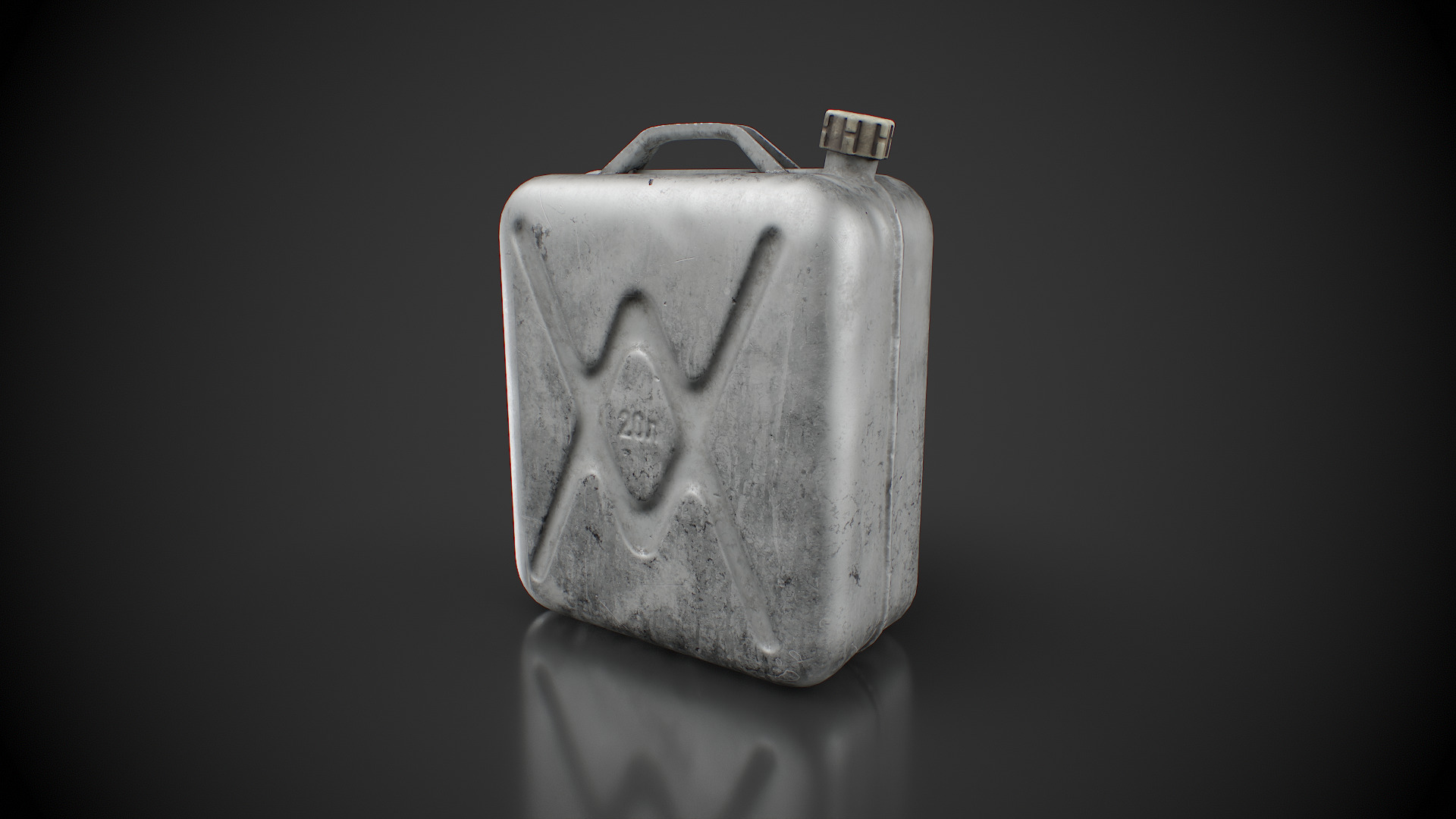 Old aluminum jerrycan Low-poly 3D model_5