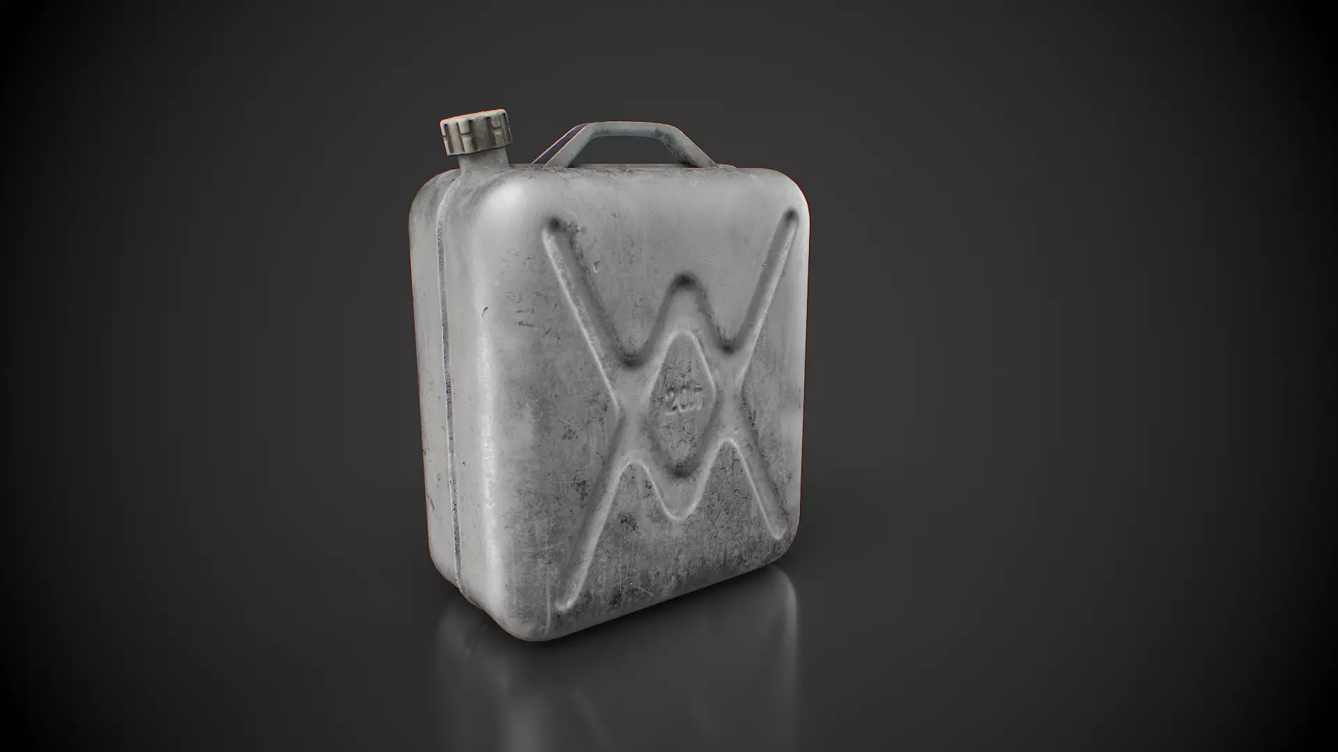 Old aluminum jerrycan Low-poly 3D model_0