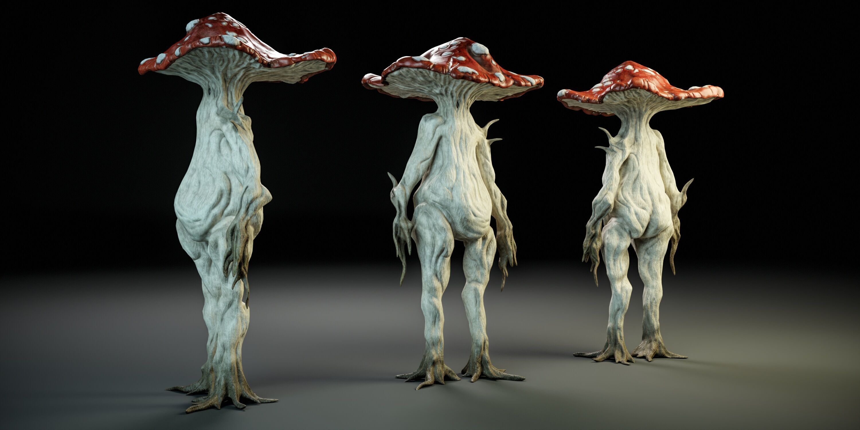 Humanoid mushroom PBR Low-poly 3D model_2