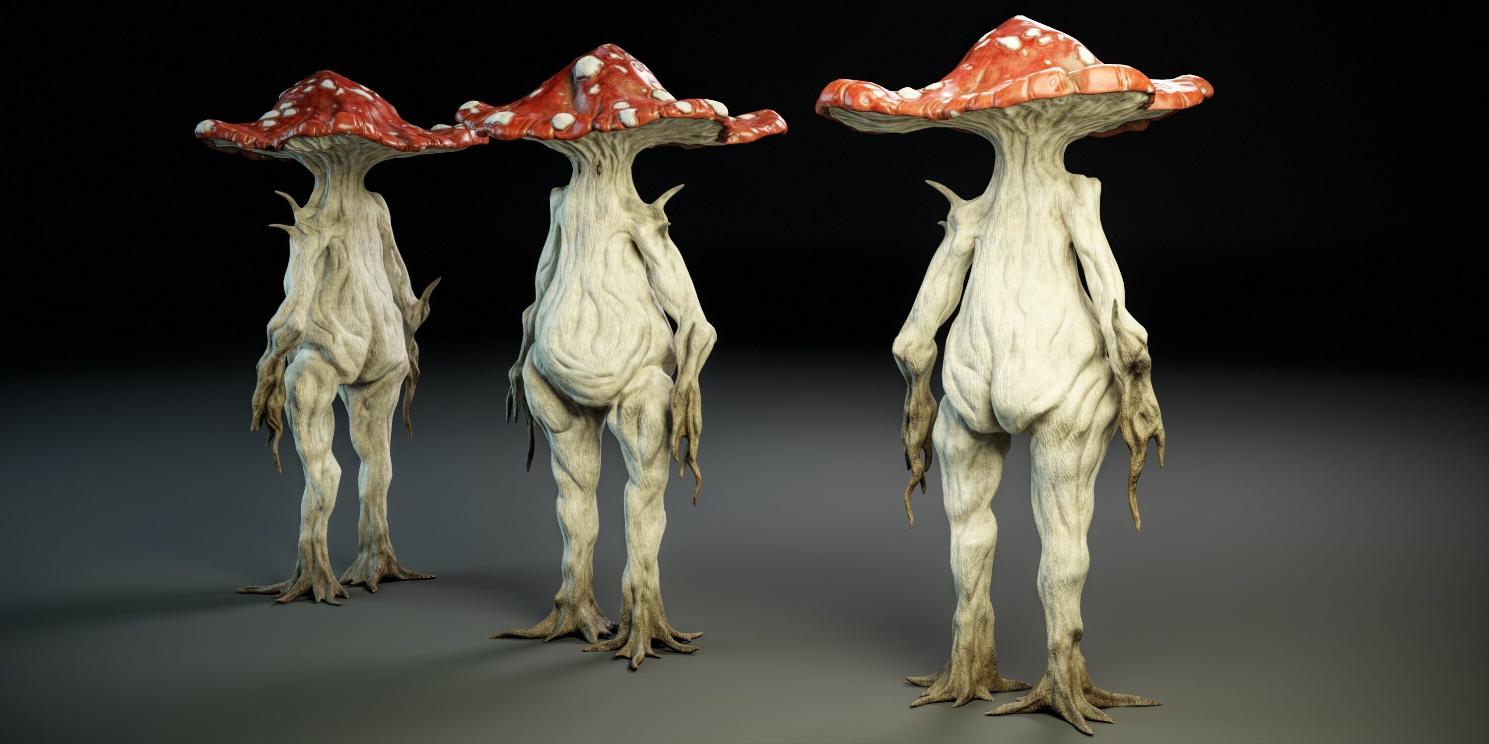 Humanoid mushroom PBR Low-poly 3D model_3