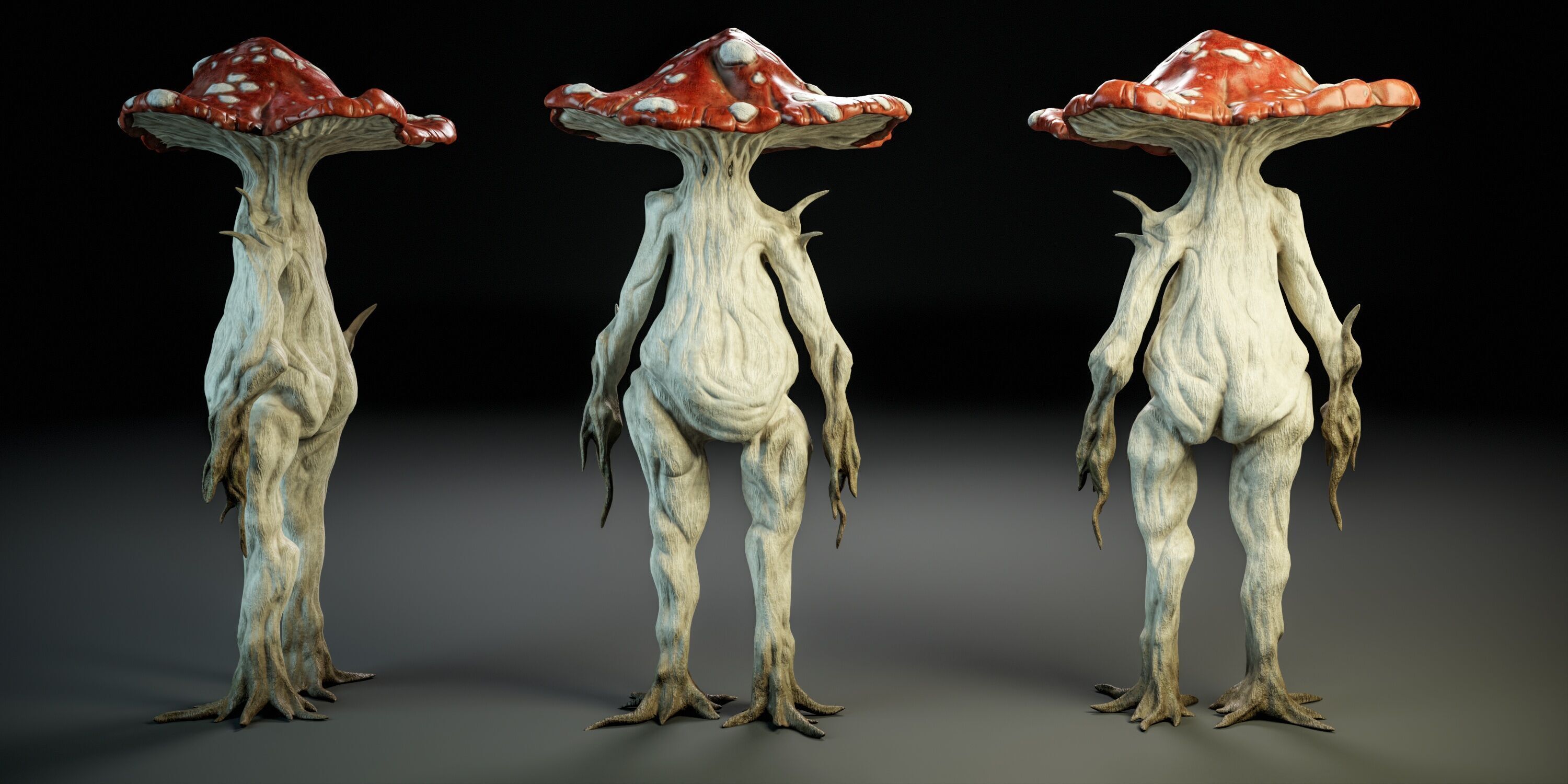 Humanoid mushroom PBR Low-poly 3D model_1