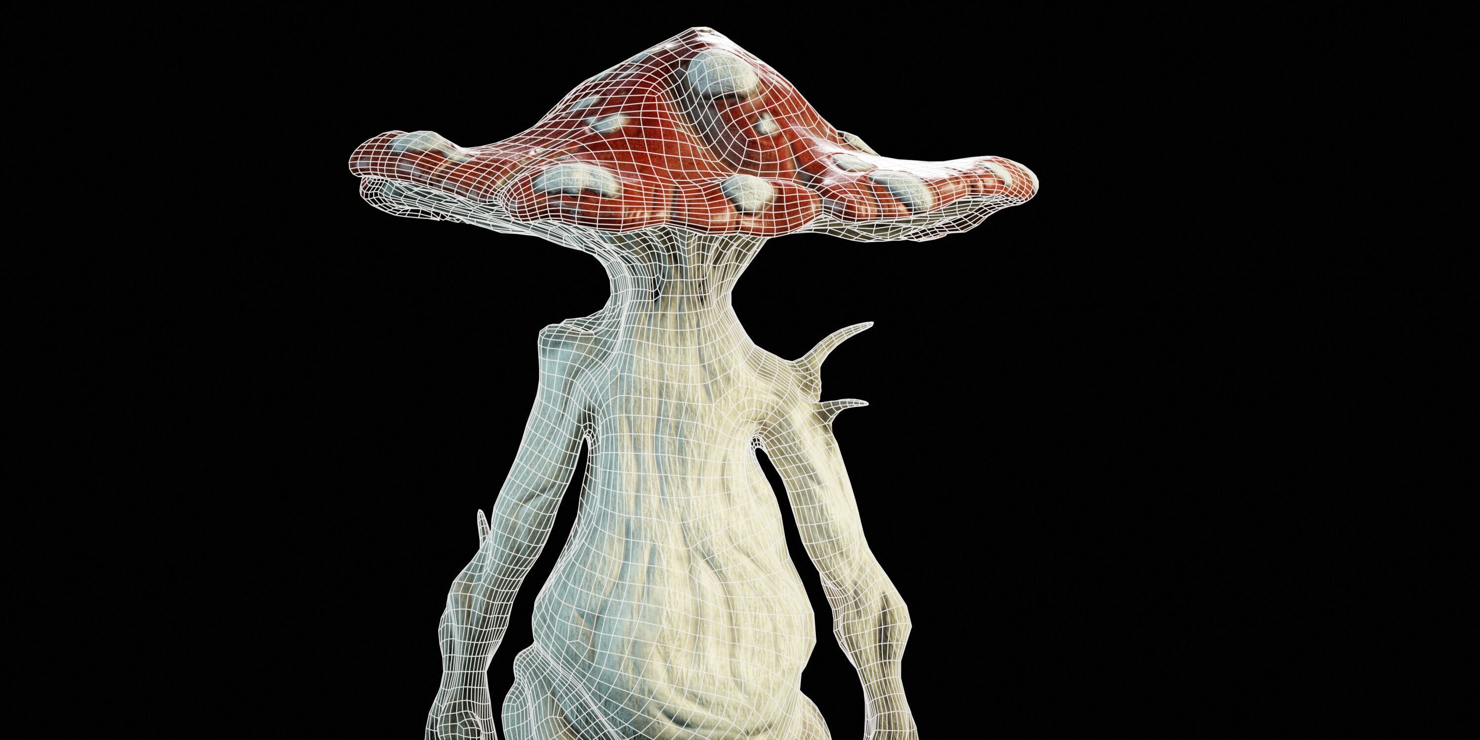 Humanoid mushroom PBR Low-poly 3D model_10