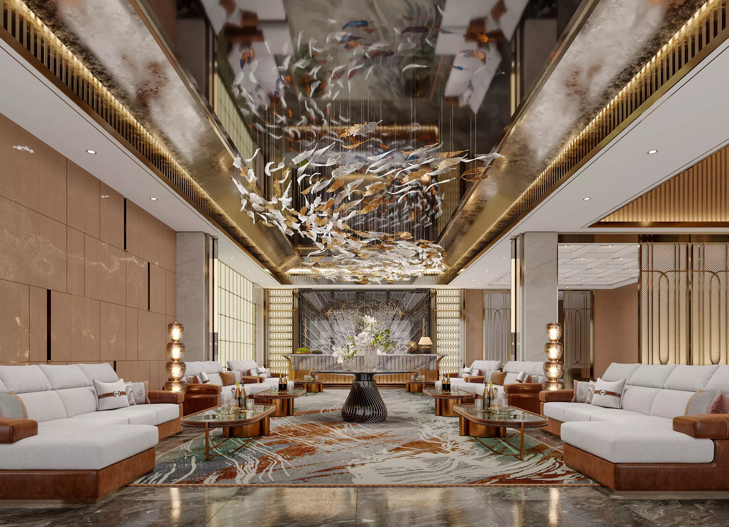 Luxury hotel lobby 3D model_0