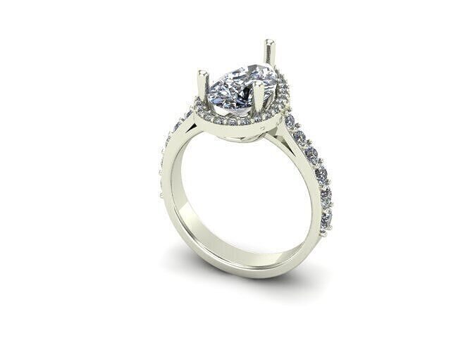 Engagement Ring With Pear Diamond  3D model