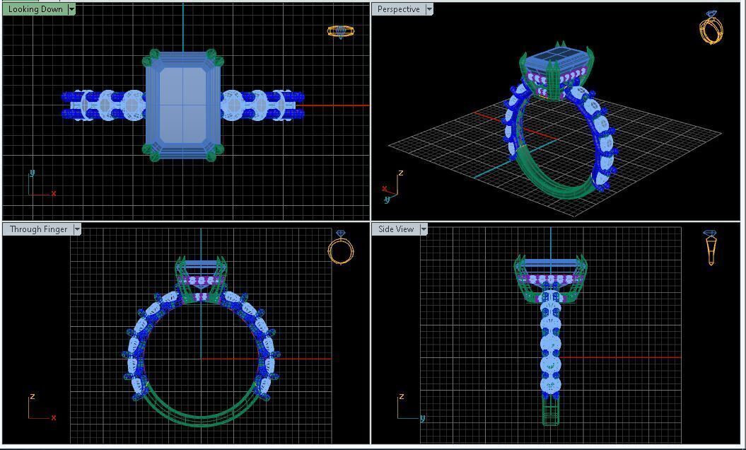 Engagement Ring With Emerald Diamond 3D model_3
