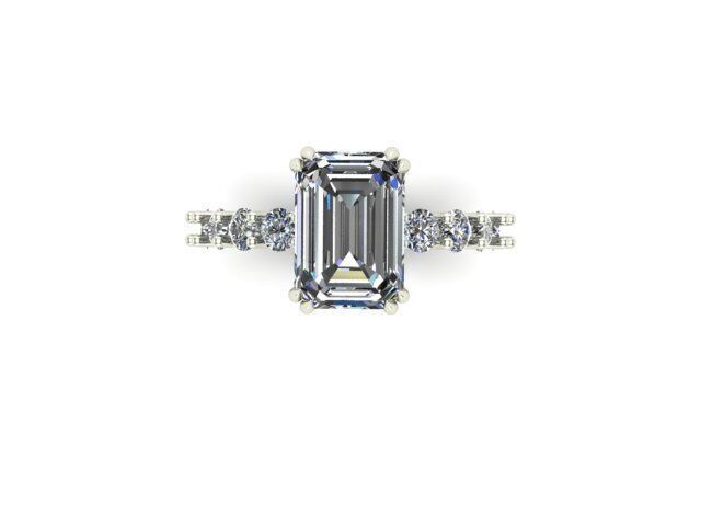 Engagement Ring With Emerald Diamond 3D model_1