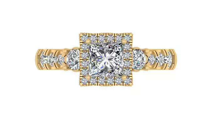 Princess-Cut Blue Gemstone Engagement Ring