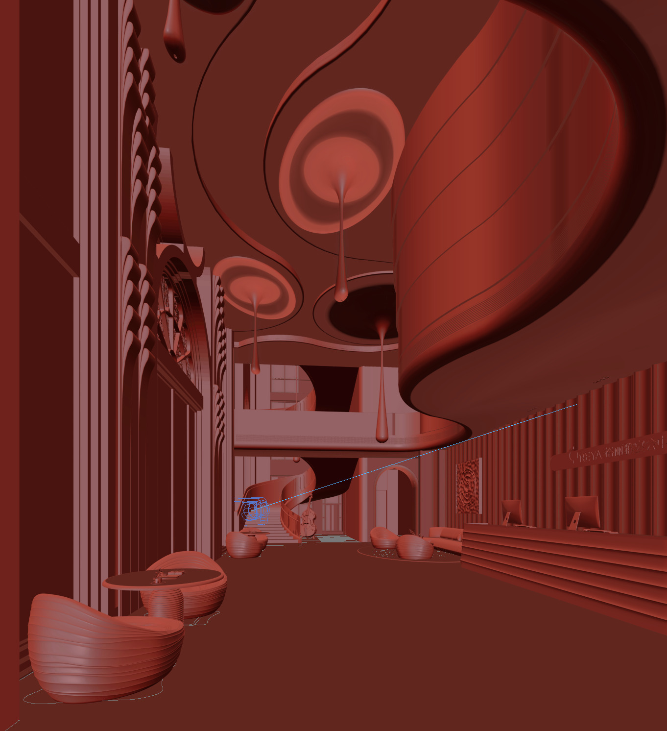 hotel lobby 3D model_2