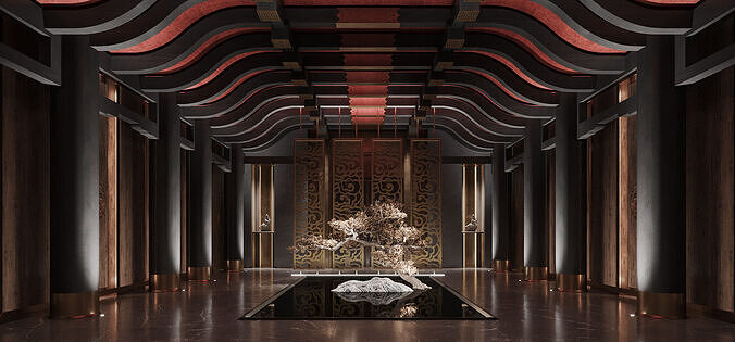 Chinese hotel lobby 3D model