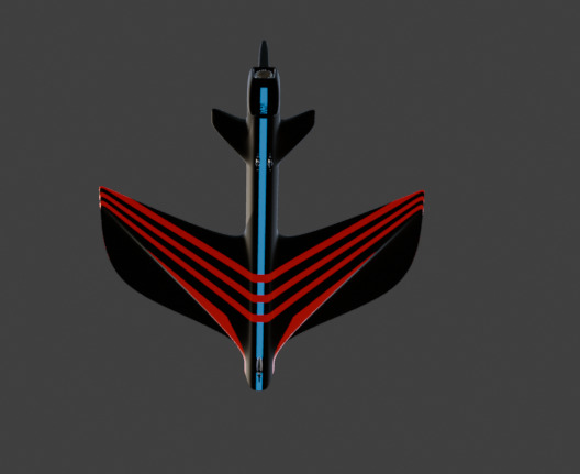 Futuristic Sci fi Red and Black Plane 3D Model for night Low-poly 3D model_46