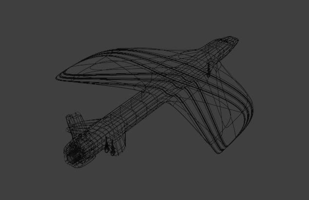 Futuristic Sci fi Red and Black Plane 3D Model for night Low-poly 3D model_12