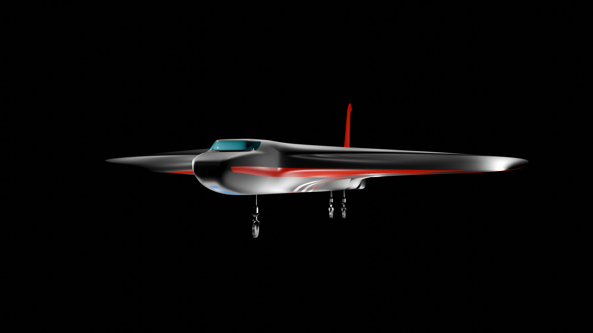 Futuristic Sci fi Red and Black Plane 3D Model for night Low-poly 3D model_2