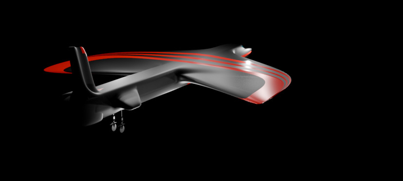 Futuristic Sci fi Red and Black Plane 3D Model for night Low-poly 3D model_53