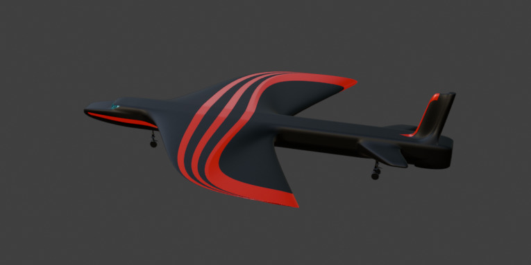 Futuristic Sci fi Red and Black Plane 3D Model for night Low-poly 3D model_40
