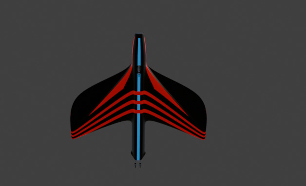 Futuristic Sci fi Red and Black Plane 3D Model for night Low-poly 3D model_48