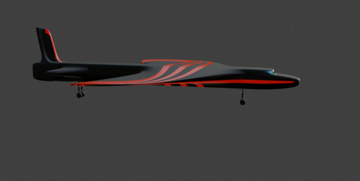 Futuristic Sci fi Red and Black Plane 3D Model for night Low-poly 3D model_38