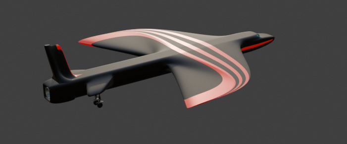 Futuristic Sci fi Red and Black Plane 3D Model for night Low-poly 3D model_41