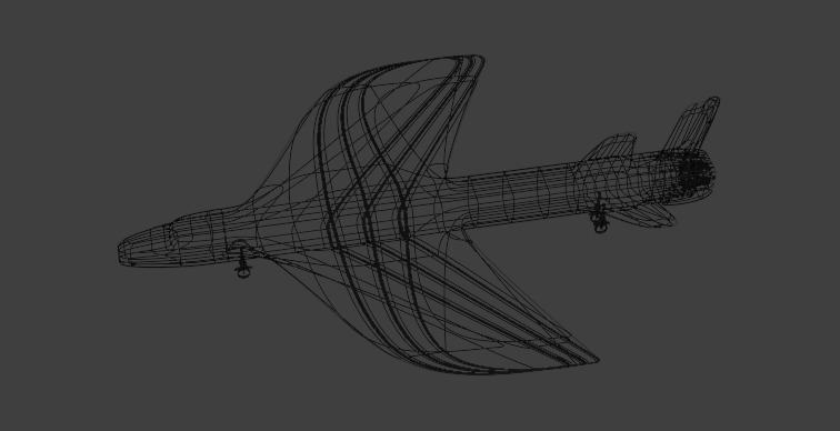 Futuristic Sci fi Red and Black Plane 3D Model for night Low-poly 3D model_17