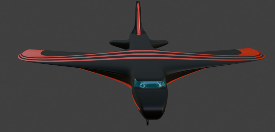 Futuristic Sci fi Red and Black Plane 3D Model for night Low-poly 3D model_49