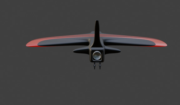 Futuristic Sci fi Red and Black Plane 3D Model for night Low-poly 3D model_35