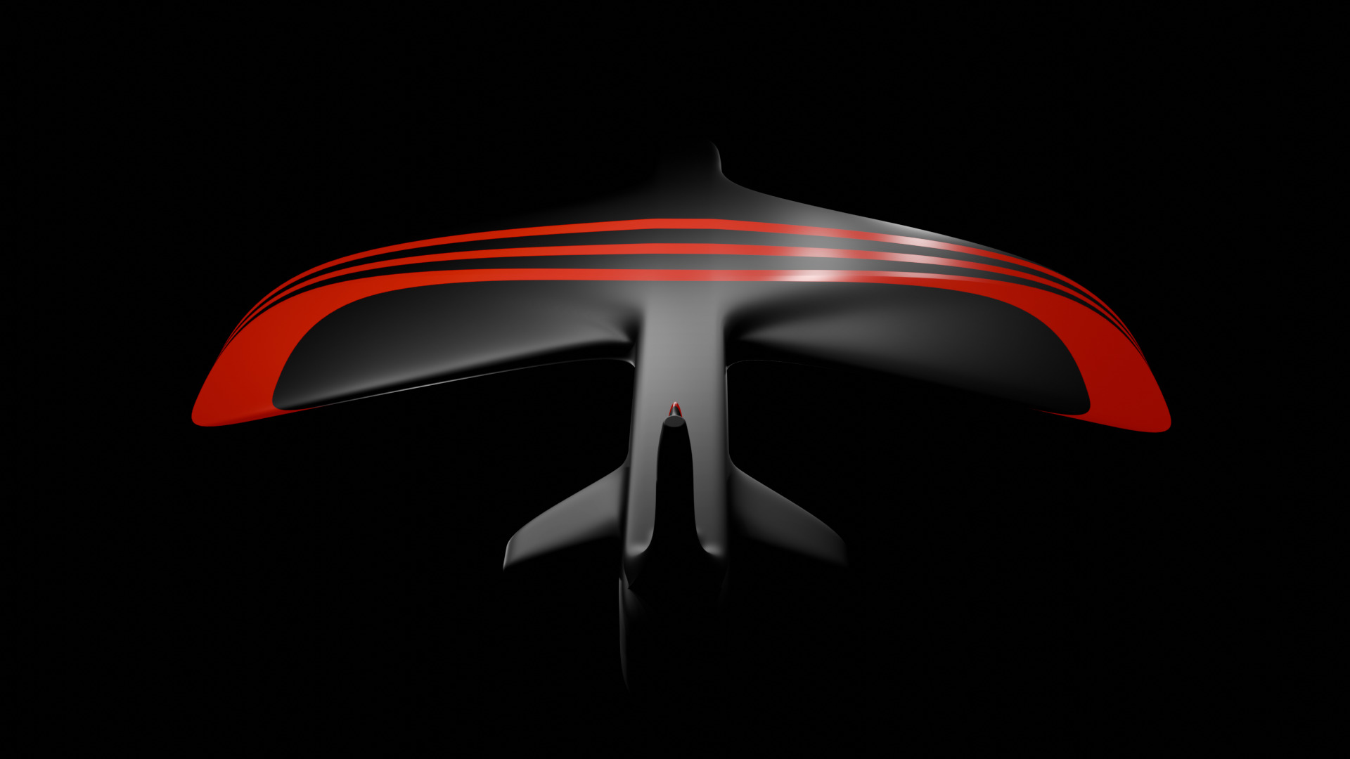 Futuristic Sci fi Red and Black Plane 3D Model for night Low-poly 3D model_3