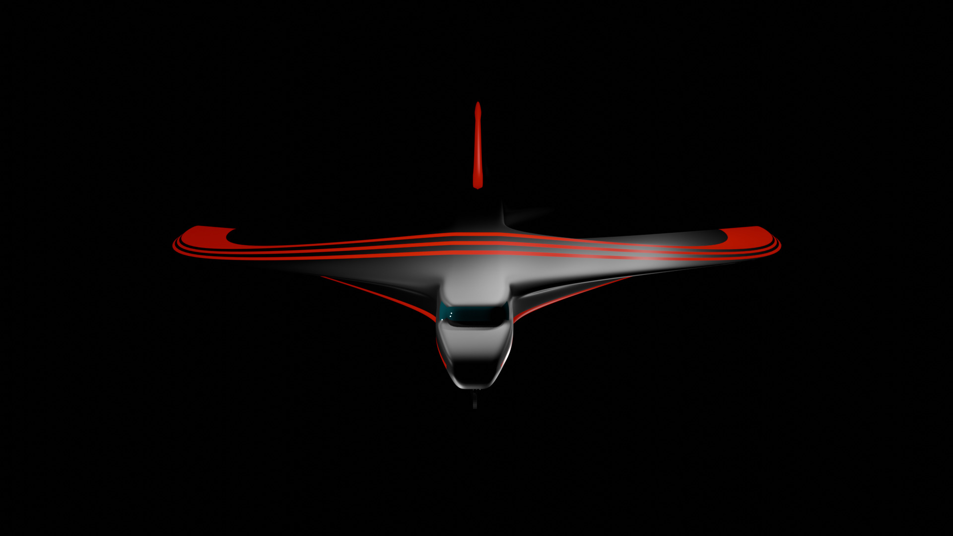 Futuristic Sci fi Red and Black Plane 3D Model for night Low-poly 3D model_5