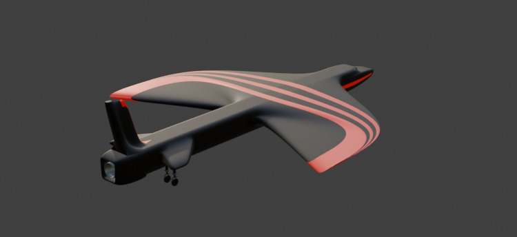 Futuristic Sci fi Red and Black Plane 3D Model for night Low-poly 3D model_39