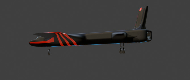 Futuristic Sci fi Red and Black Plane 3D Model for night Low-poly 3D model_43