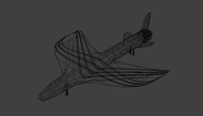 Futuristic Sci fi Red and Black Plane 3D Model for night Low-poly 3D model_23