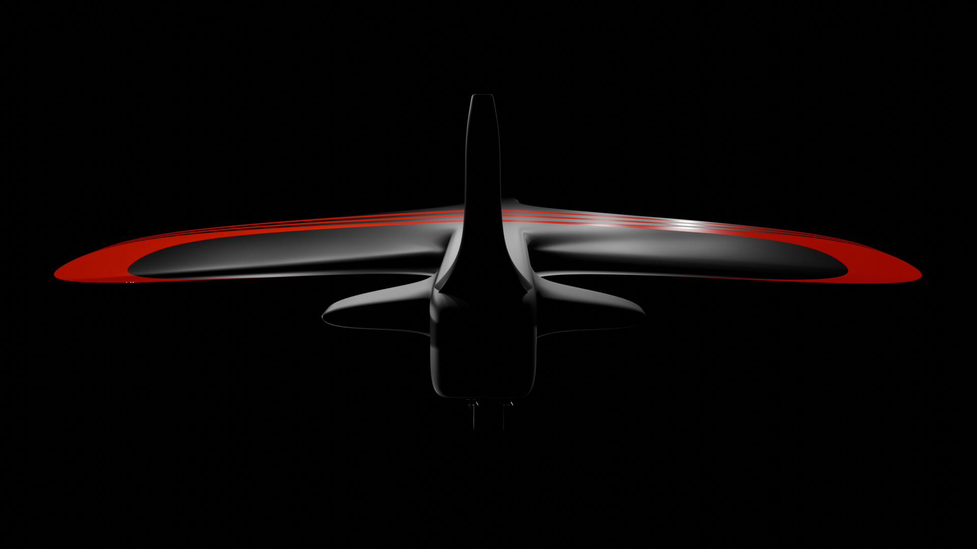 Futuristic Sci fi Red and Black Plane 3D Model for night Low-poly 3D model_7