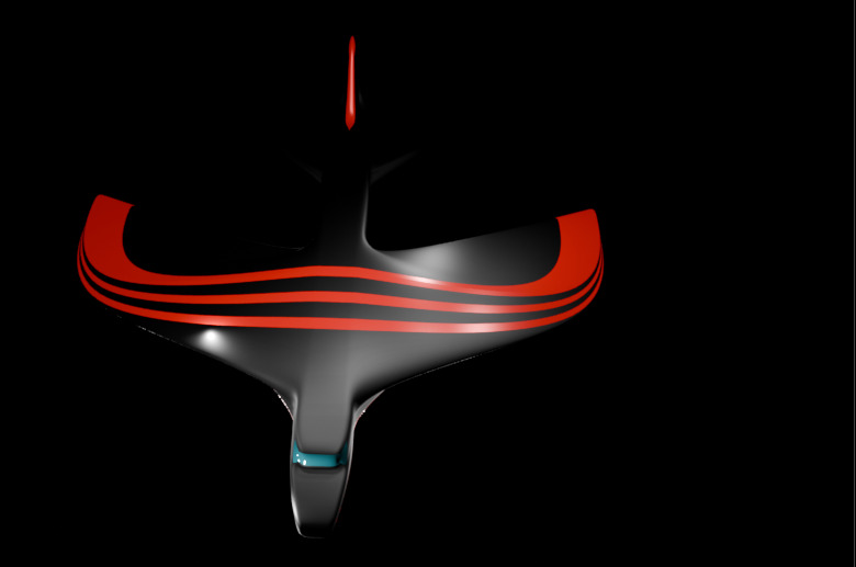 Futuristic Sci fi Red and Black Plane 3D Model for night Low-poly 3D model_51