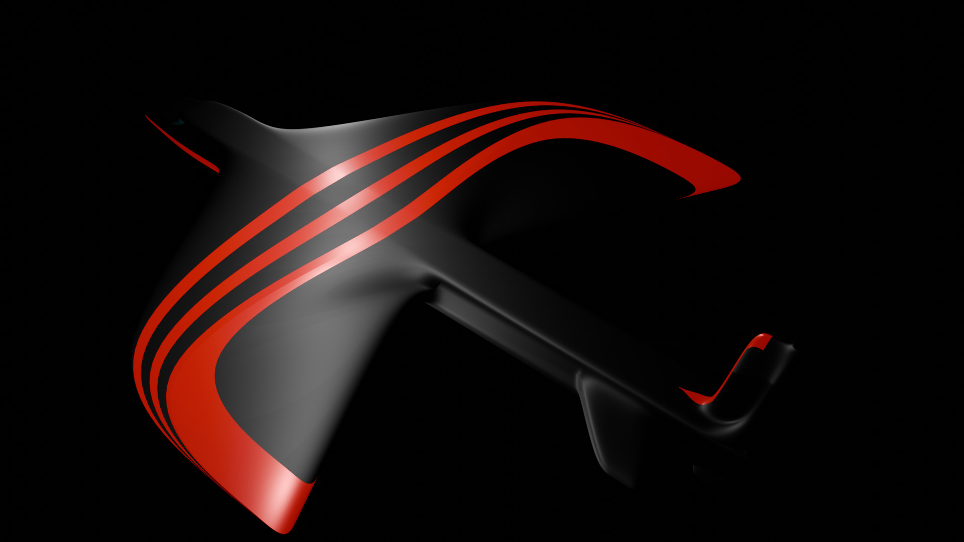 Futuristic Sci fi Red and Black Plane 3D Model for night Low-poly 3D model_68