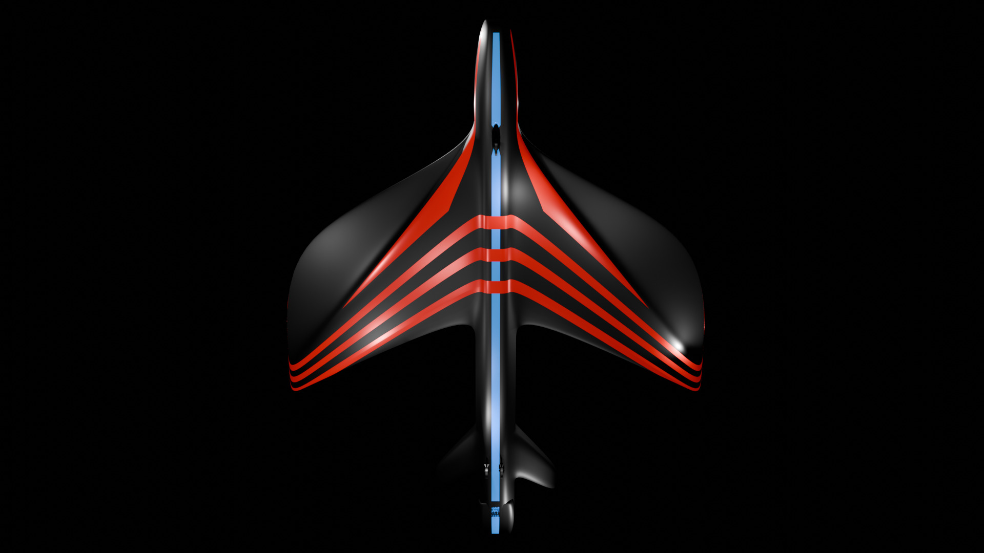 Futuristic Sci fi Red and Black Plane 3D Model for night Low-poly 3D model_6
