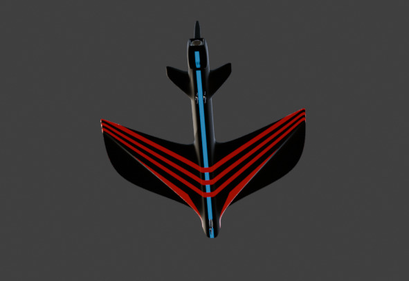 Futuristic Sci fi Red and Black Plane 3D Model for night Low-poly 3D model_45