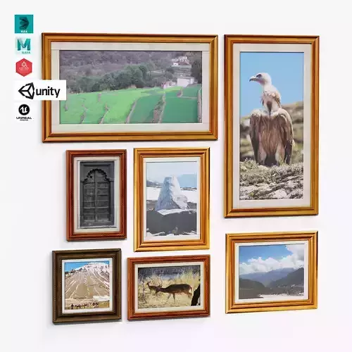 Photo Frame Set 01 Low-poly 3D model