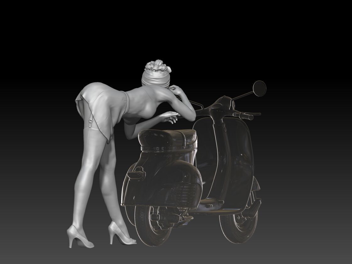PIN UP and vespa girl 4 3D print model_1