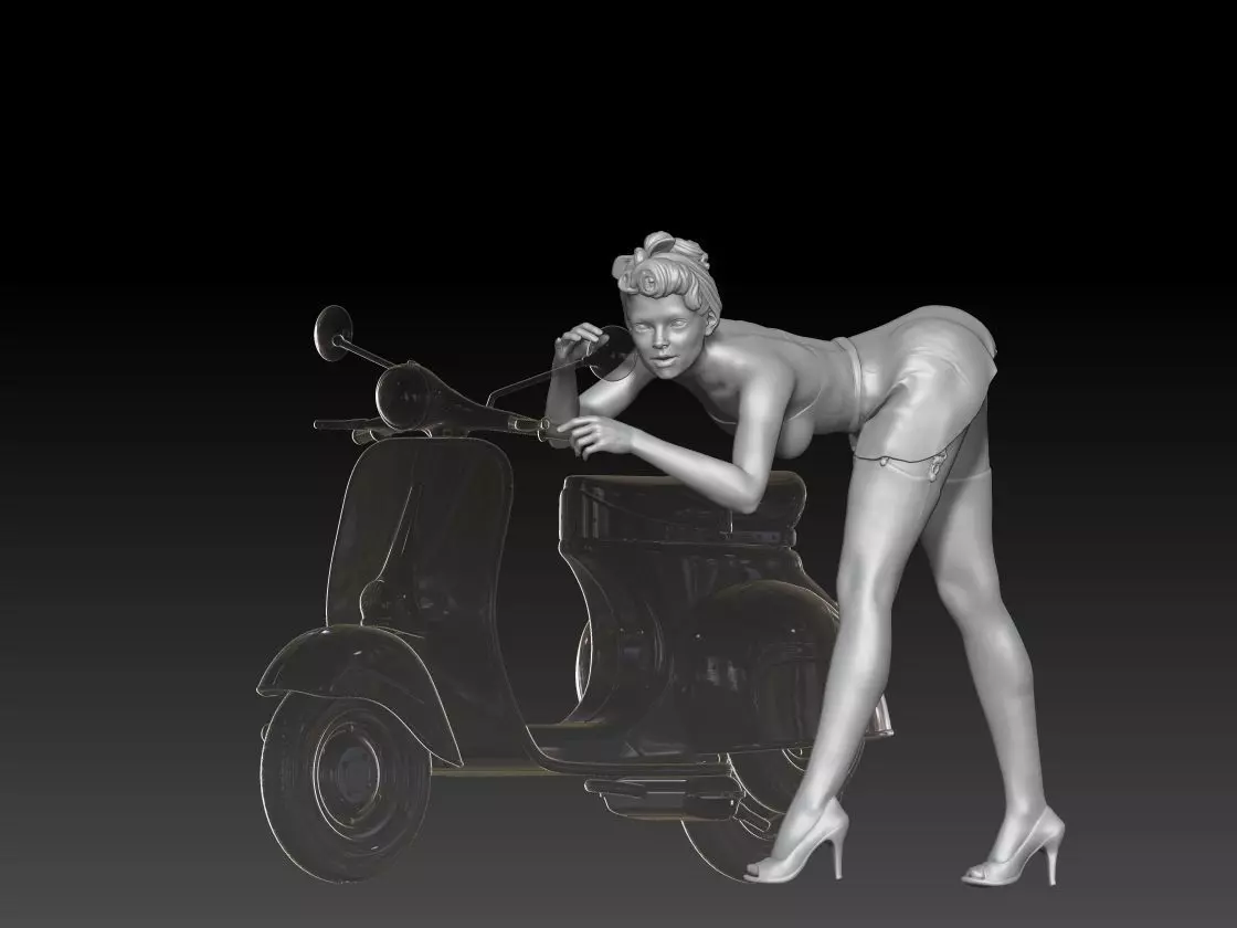 PIN UP and vespa girl 4 3D print model_0