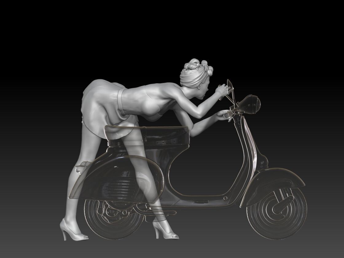 PIN UP and vespa girl 4 3D print model_2