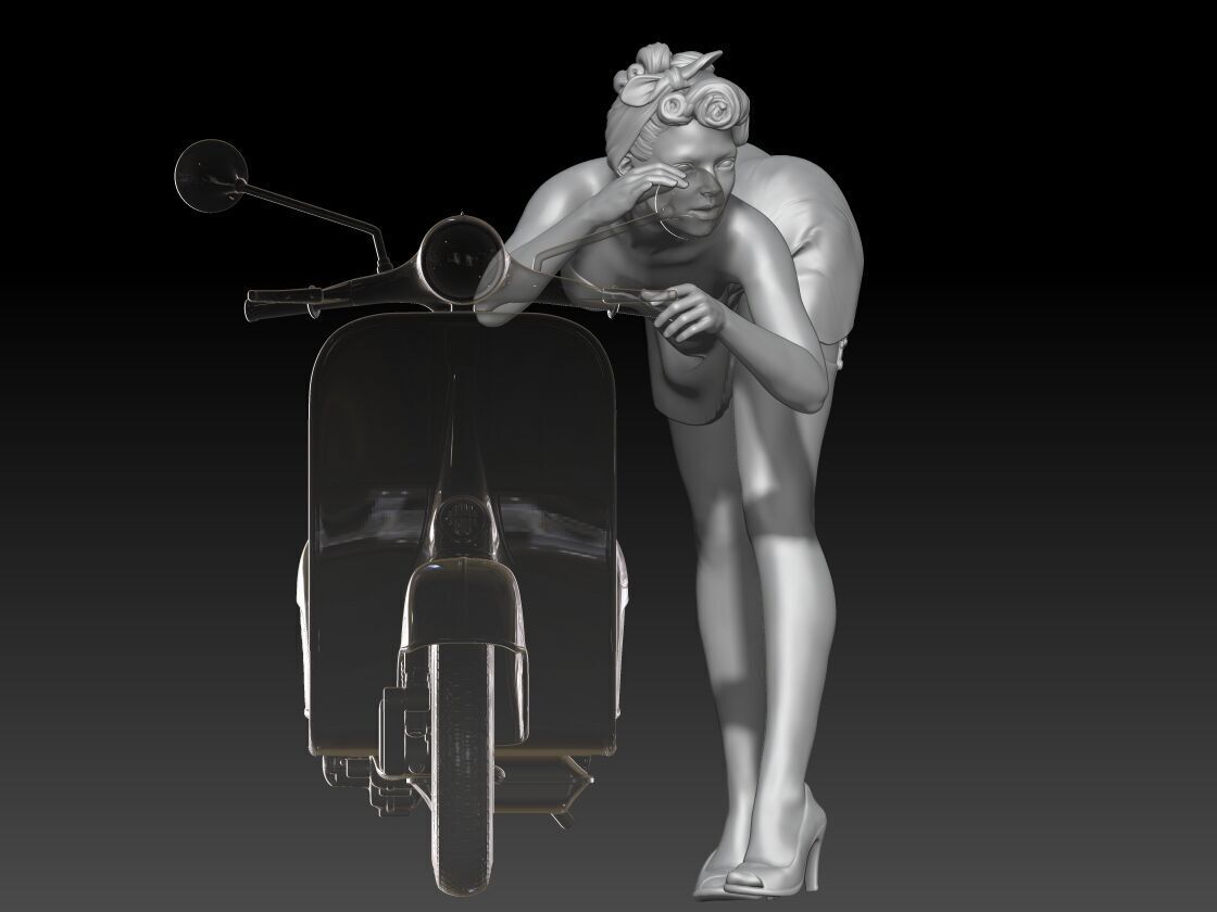 PIN UP and vespa girl 4 3D print model_3