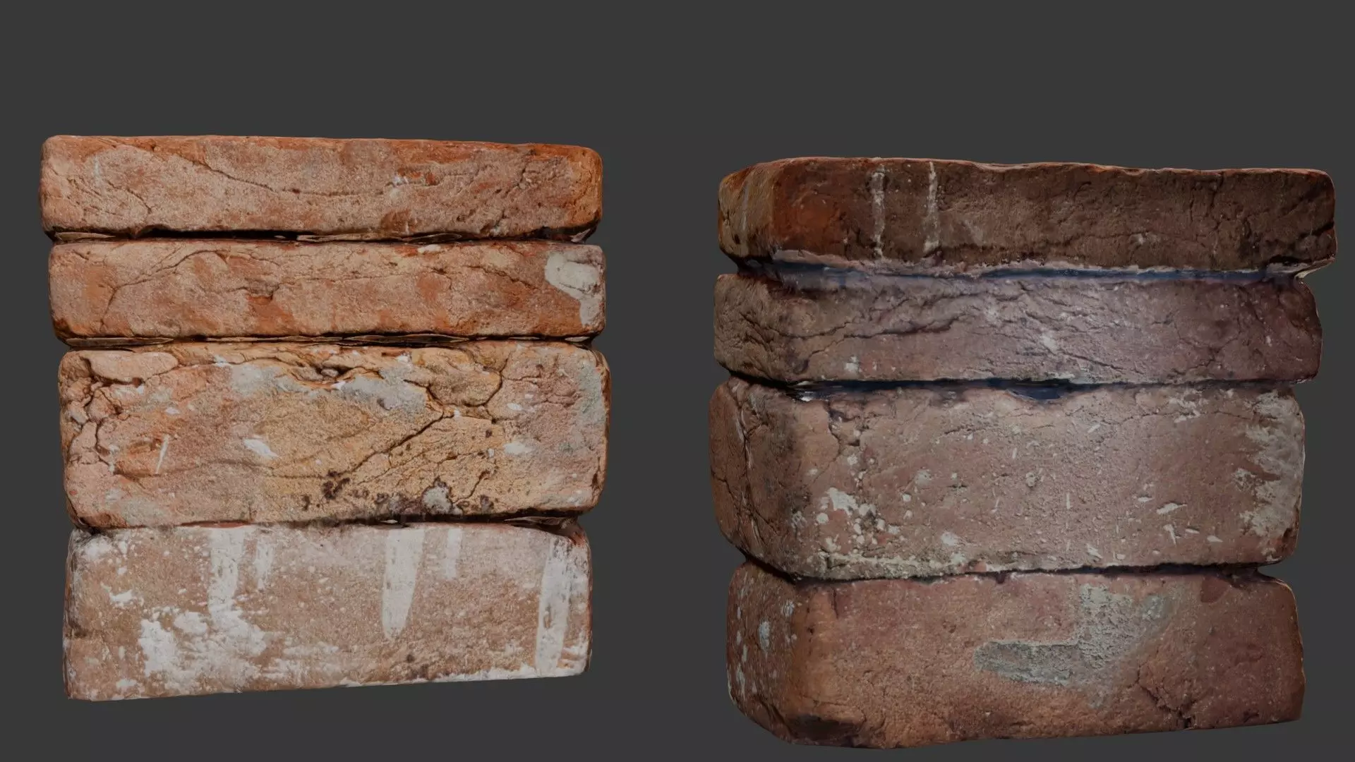 Stacked Old Bricks Scan Low-poly 3D model
