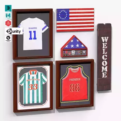 Photo Frame Set 02 Low-poly 3D model